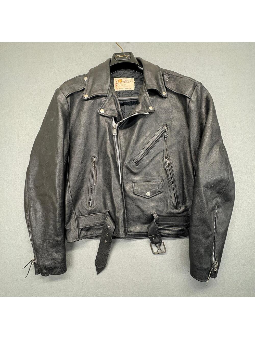 Vintage Excelled Motorcyle Jacket Women's XL Heavy Genuine Leather